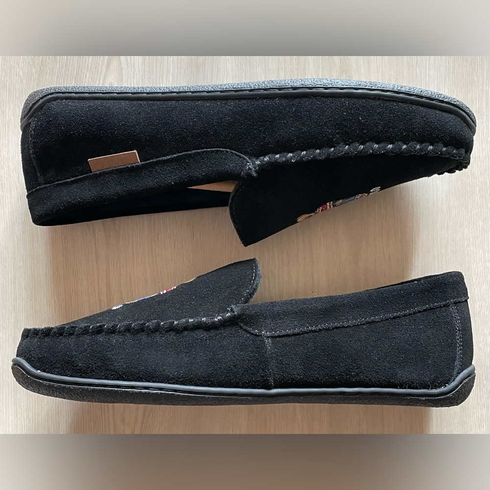 Polo Ralph Lauren Collins Bear Suede Memory Foam Moccasin Slippers Mens Sz 8 - Picture 3 of 7